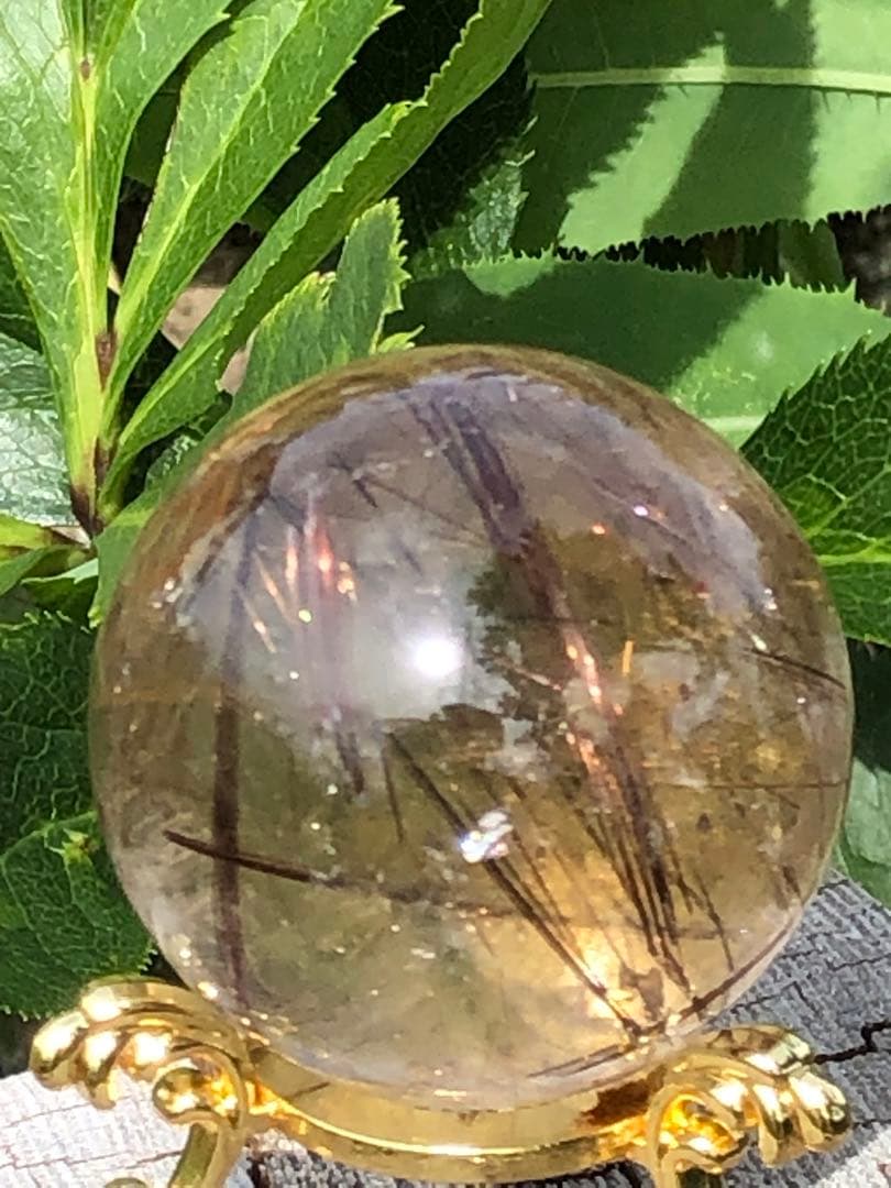 ❤️買い得　金運アップ レア　48mm透明感良く　レッド　ルチルクォーツ 丸玉