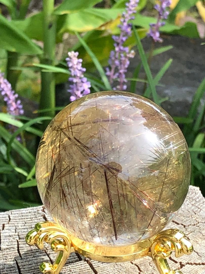 ❤️買い得　金運アップ レア　48mm透明感良く　レッド　ルチルクォーツ 丸玉