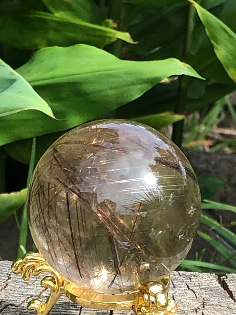 ❤️買い得　金運アップ レア　48mm透明感良く　レッド　ルチルクォーツ 丸玉