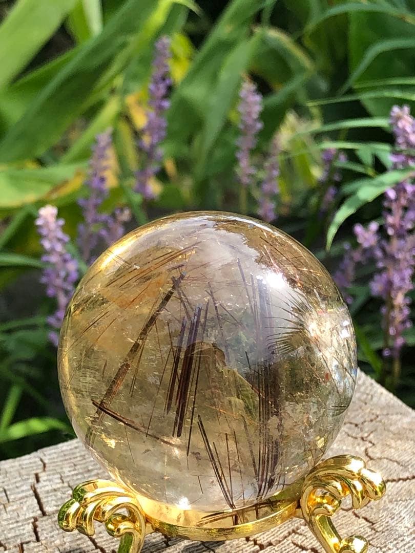 ❤️買い得　金運アップ レア　48mm透明感良く　レッド　ルチルクォーツ 丸玉