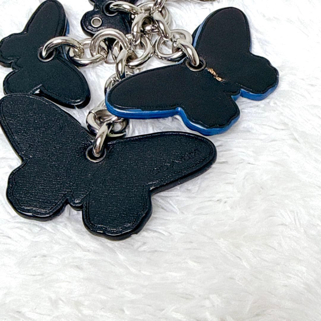 希少✨ COACH コーチ チャーム キーリング 蝶 バタフライ ブルー レザー