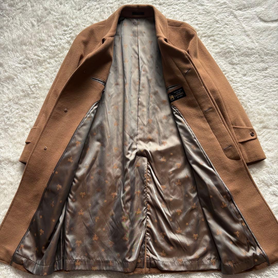 【極上の肌触り】カシミヤ30%混 ロングステンカラーコート キャメル Mサイズ