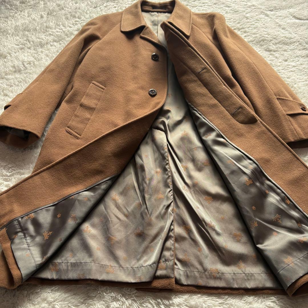 【極上の肌触り】カシミヤ30%混 ロングステンカラーコート キャメル Mサイズ