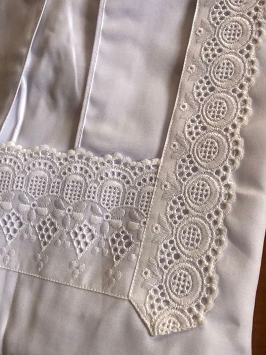 ゆのさま専用　割烹着　白　85㎝　フリル付き