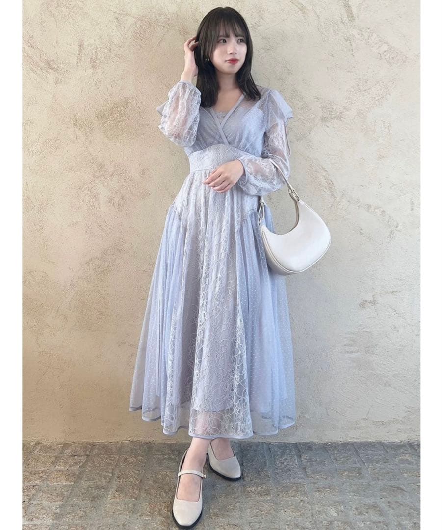 【美品】dazzlin MIXレースドレス Sサイズ