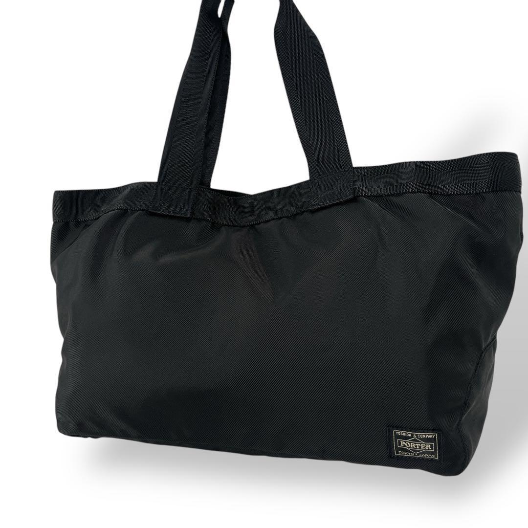 美品　ポーター　トートバッグ　ハンドバッグ　ラウンド　大容量　A4収納可　黒