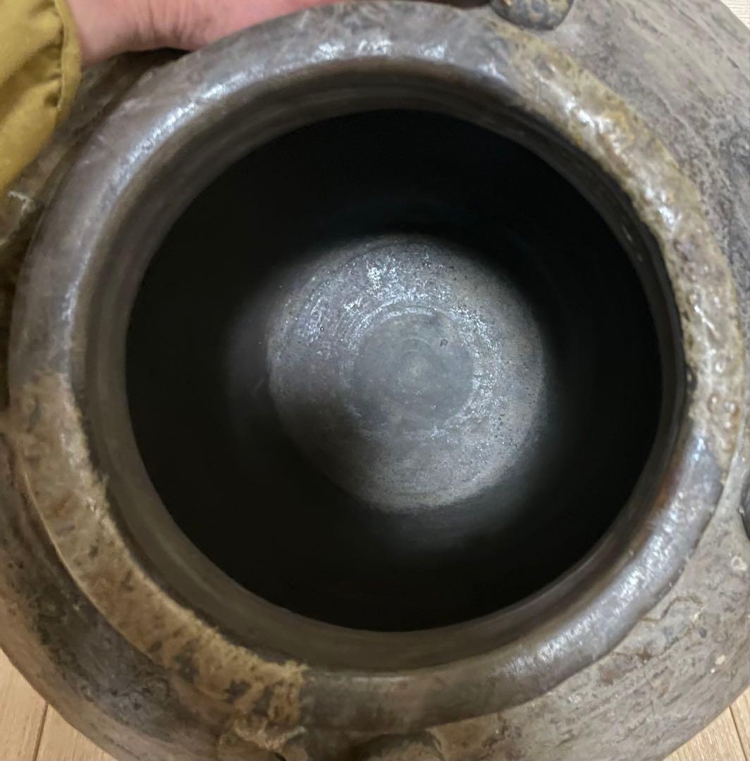 古備前　桃山時代　大壺　特大38cm 　四耳大壺　葉茶壺　Lf6288