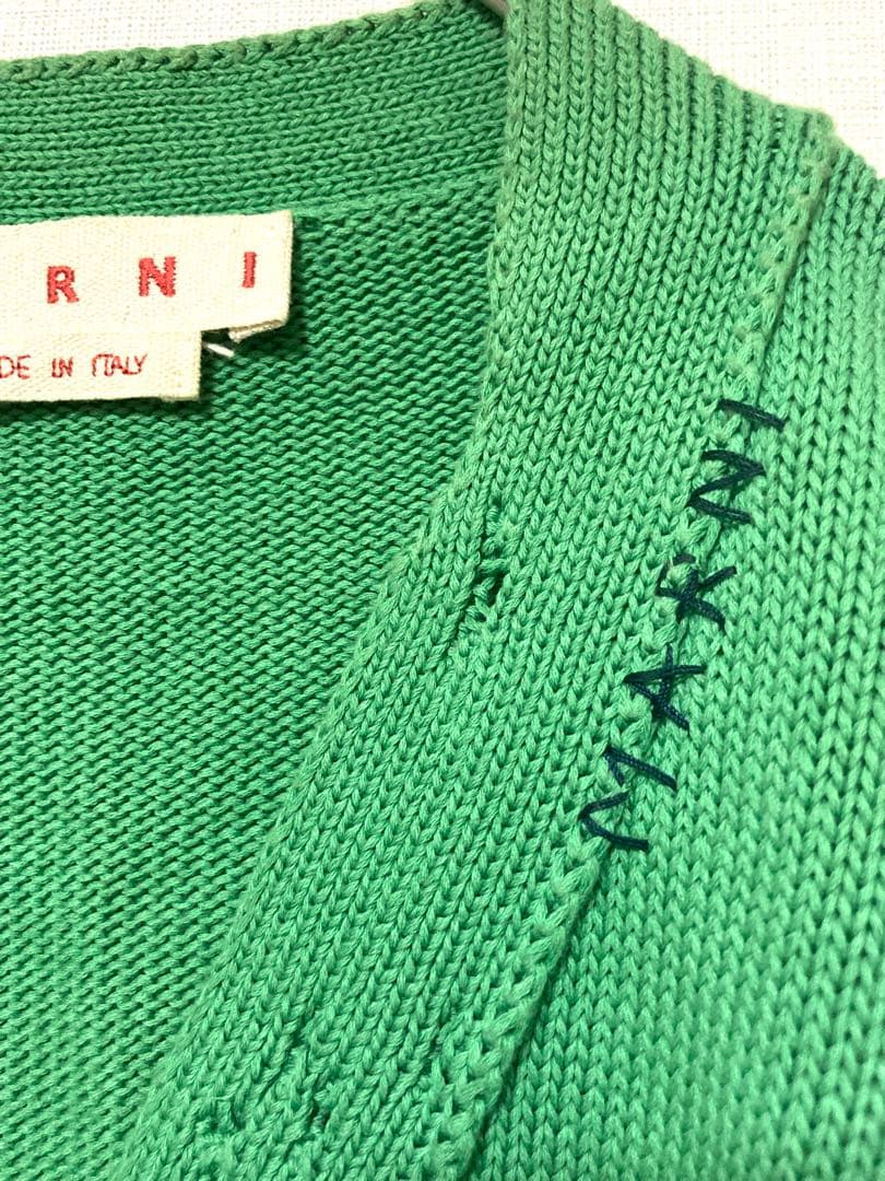 マルニ　レディース　ダメージ　ロゴ　ニット　セーター　ショート丈　コットン