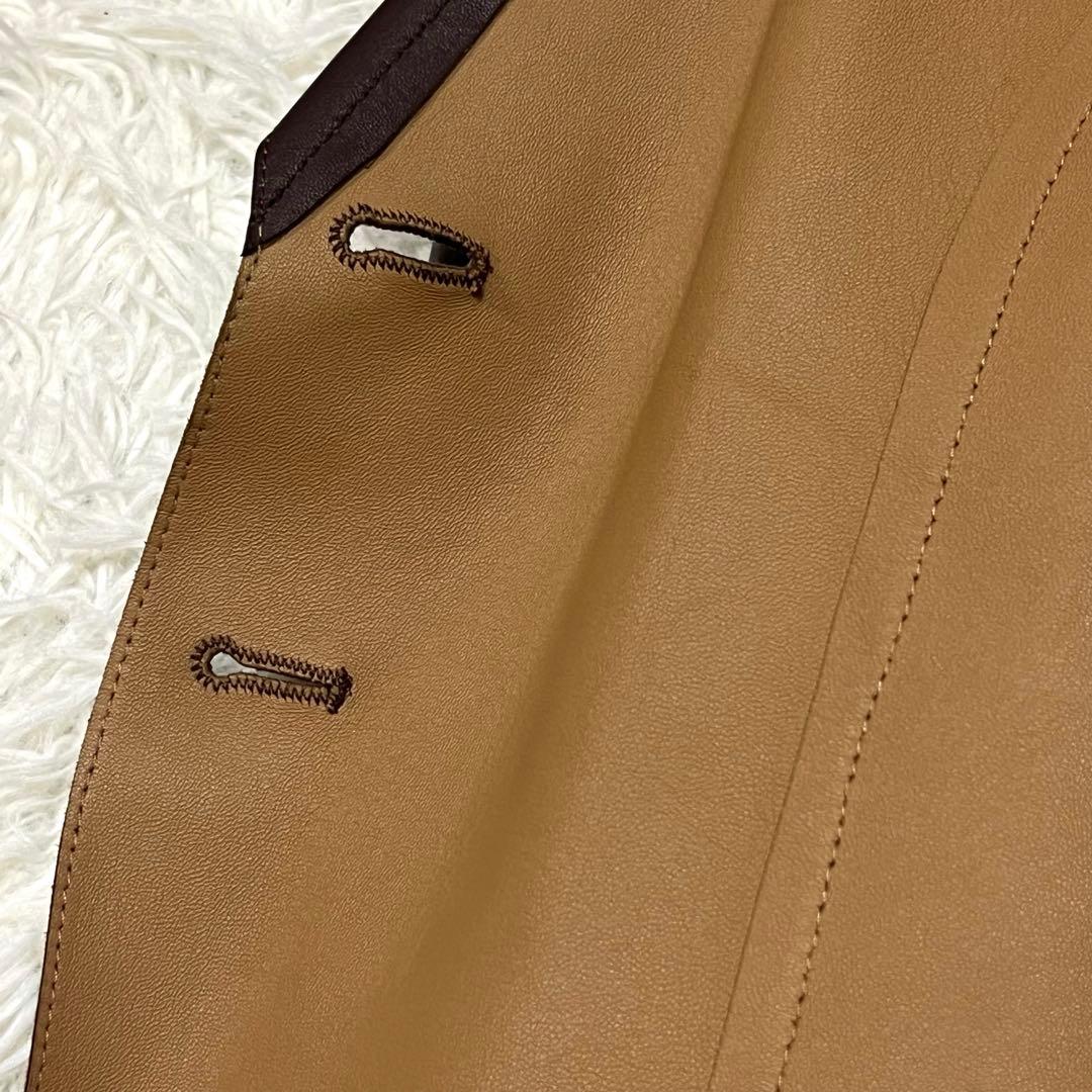 希少 美品✨フェラガモ レザーテーラードジャケット ブラウン イタリア製