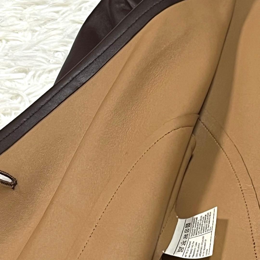 希少 美品✨フェラガモ レザーテーラードジャケット ブラウン イタリア製