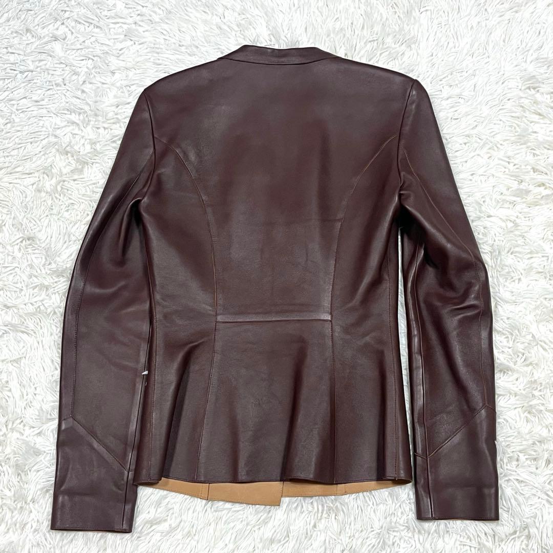 希少 美品✨フェラガモ レザーテーラードジャケット ブラウン イタリア製