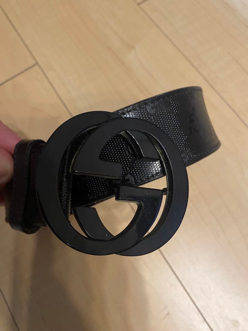 GUCCI GG インプリメ　インターロッキン　ブラック レザーベルト 美品