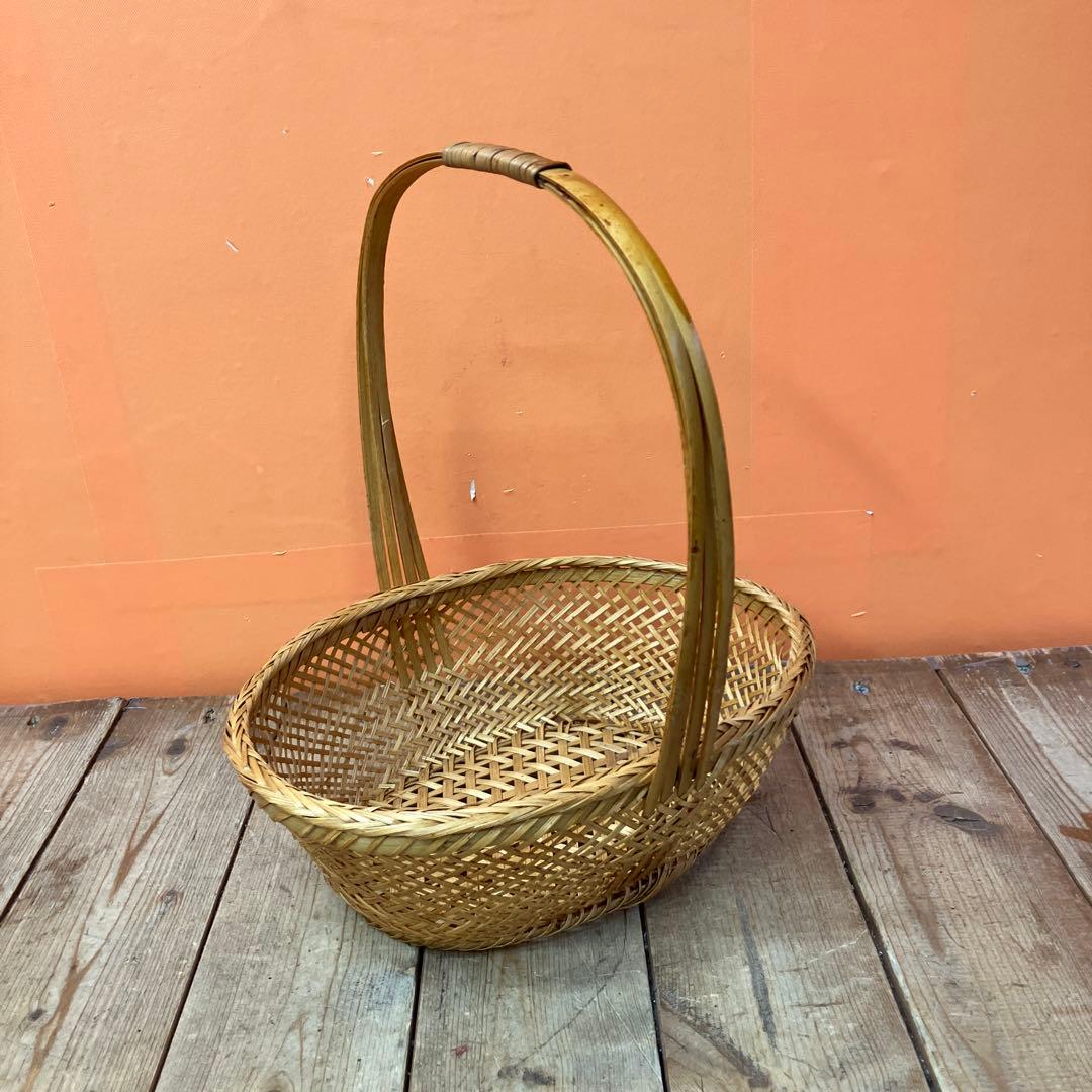A-3 竹細工 竹かご バスケット 花籠 花器 インテリア 和風インテリア 昭和