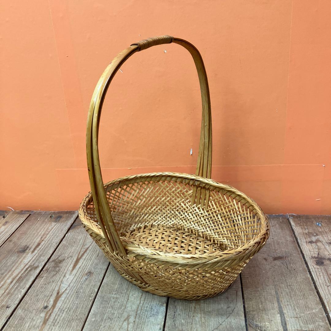 A-3 竹細工 竹かご バスケット 花籠 花器 インテリア 和風インテリア 昭和