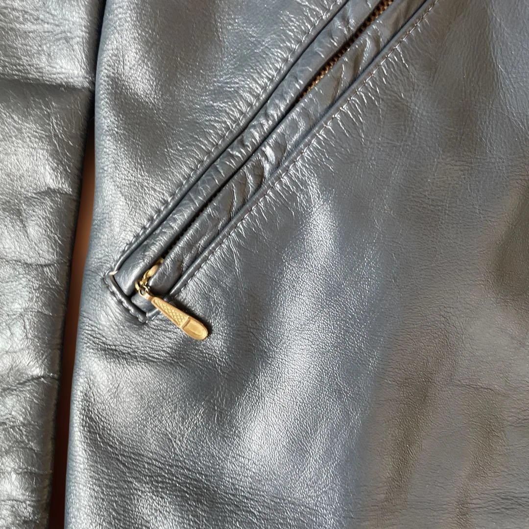70s bates シングルレザージャケット　ブルーグレー