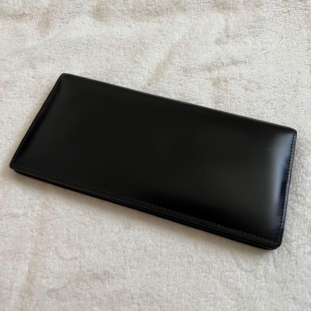 極上レザー SOMES コードバン 長財布 札入れ 黒