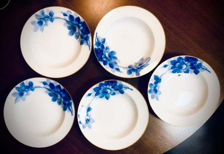 大倉陶園　ブルーローズ（8011） 22cm スープ皿 5枚