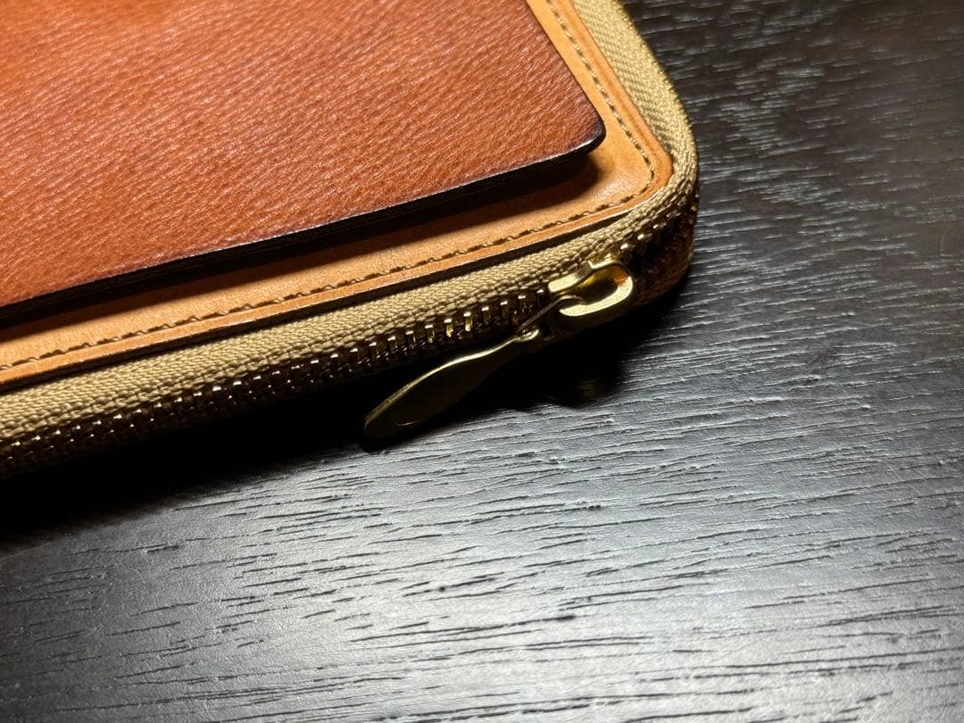 odoruリフィルジッパーポーチ バイブル ブラウンレザー 6穴リフィル