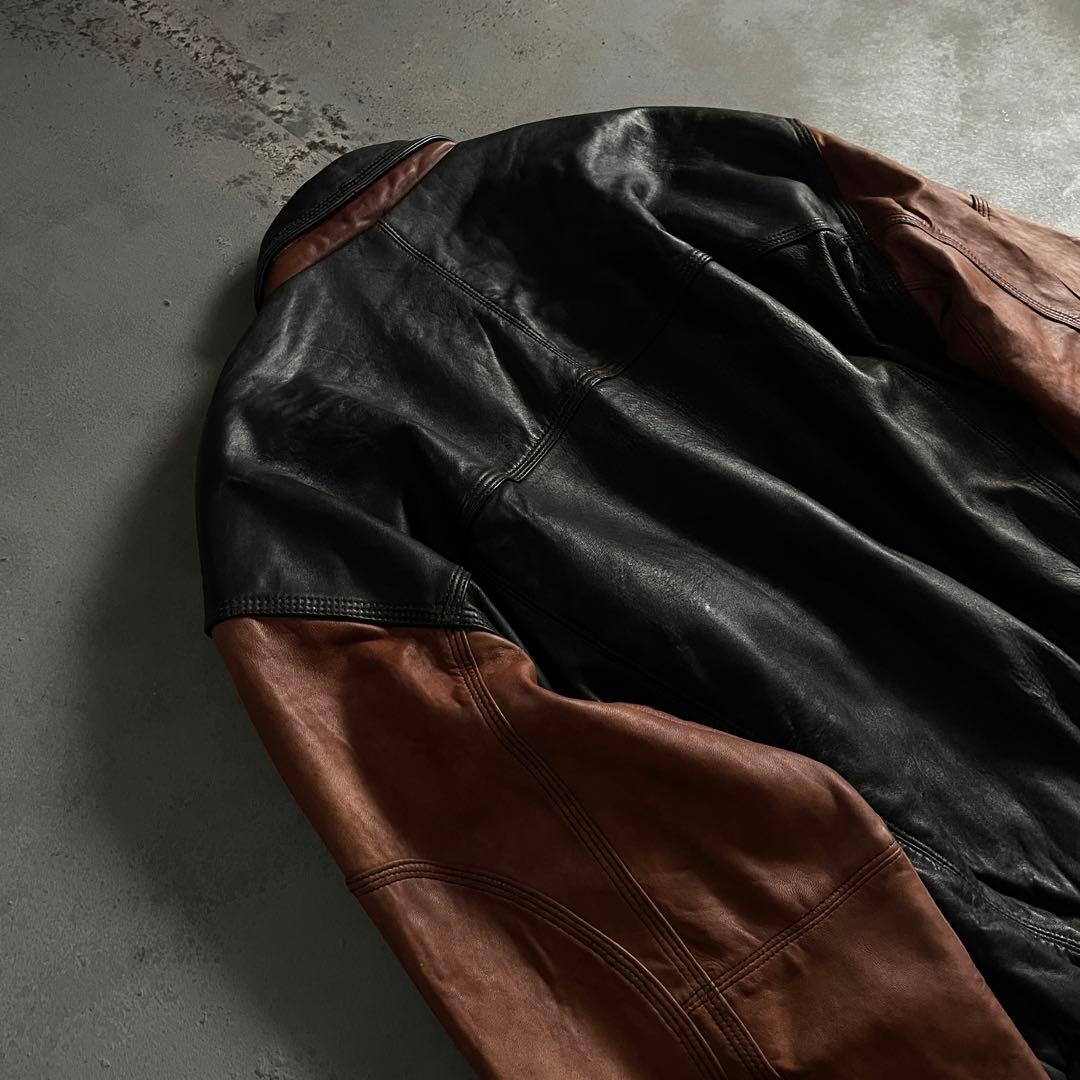 Black×Brown“Switching“羊革“bomber jacket