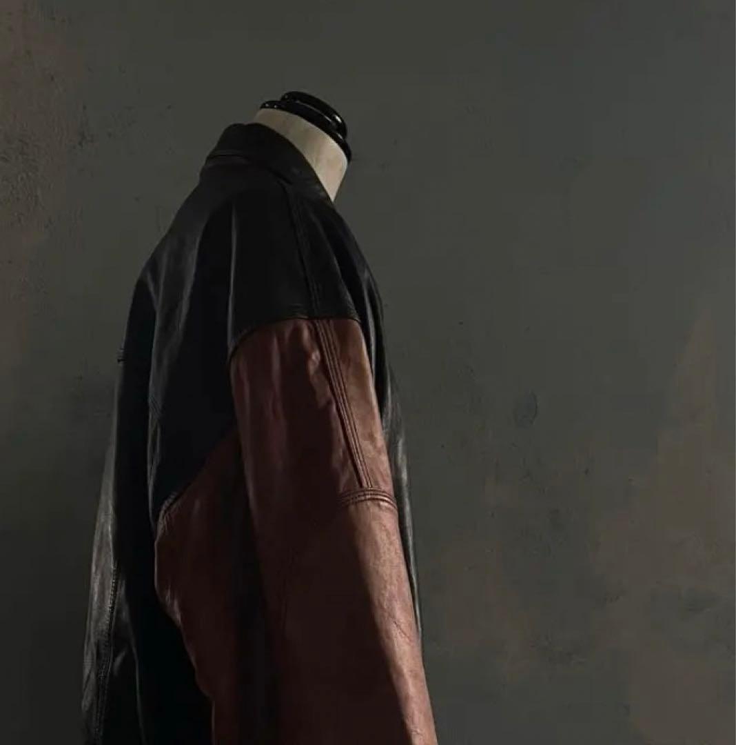 Black×Brown“Switching“羊革“bomber jacket