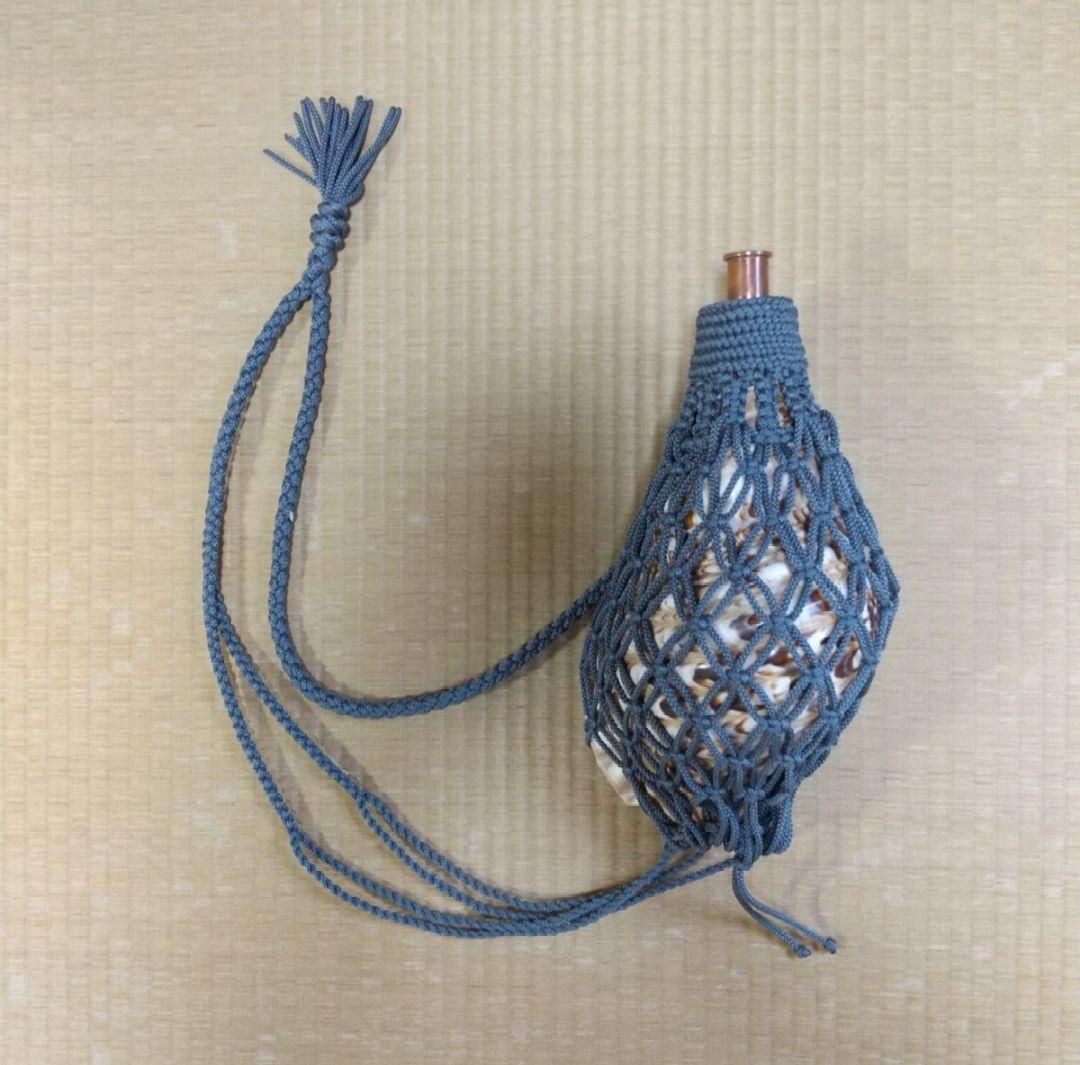 法螺貝　袋　大　ブルーグレー色　七宝編み