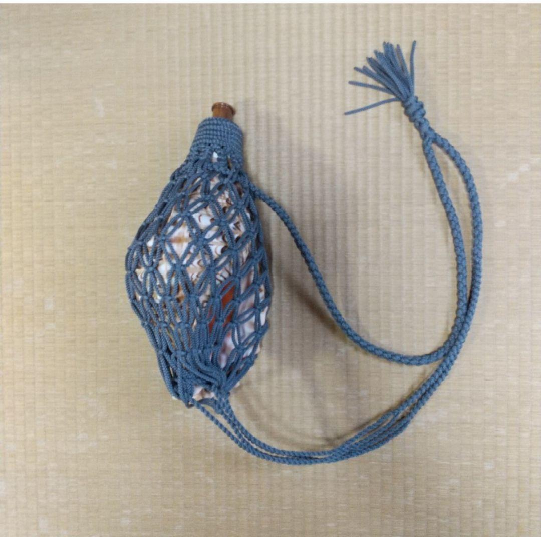 法螺貝　袋　大　ブルーグレー色　七宝編み