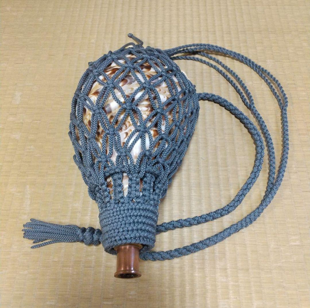 法螺貝　袋　大　ブルーグレー色　七宝編み