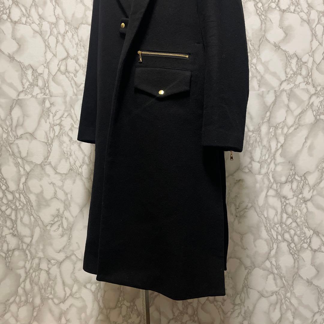 美品　CULLNI デザインチェスターコート　ロングコート　ジップ　日本製