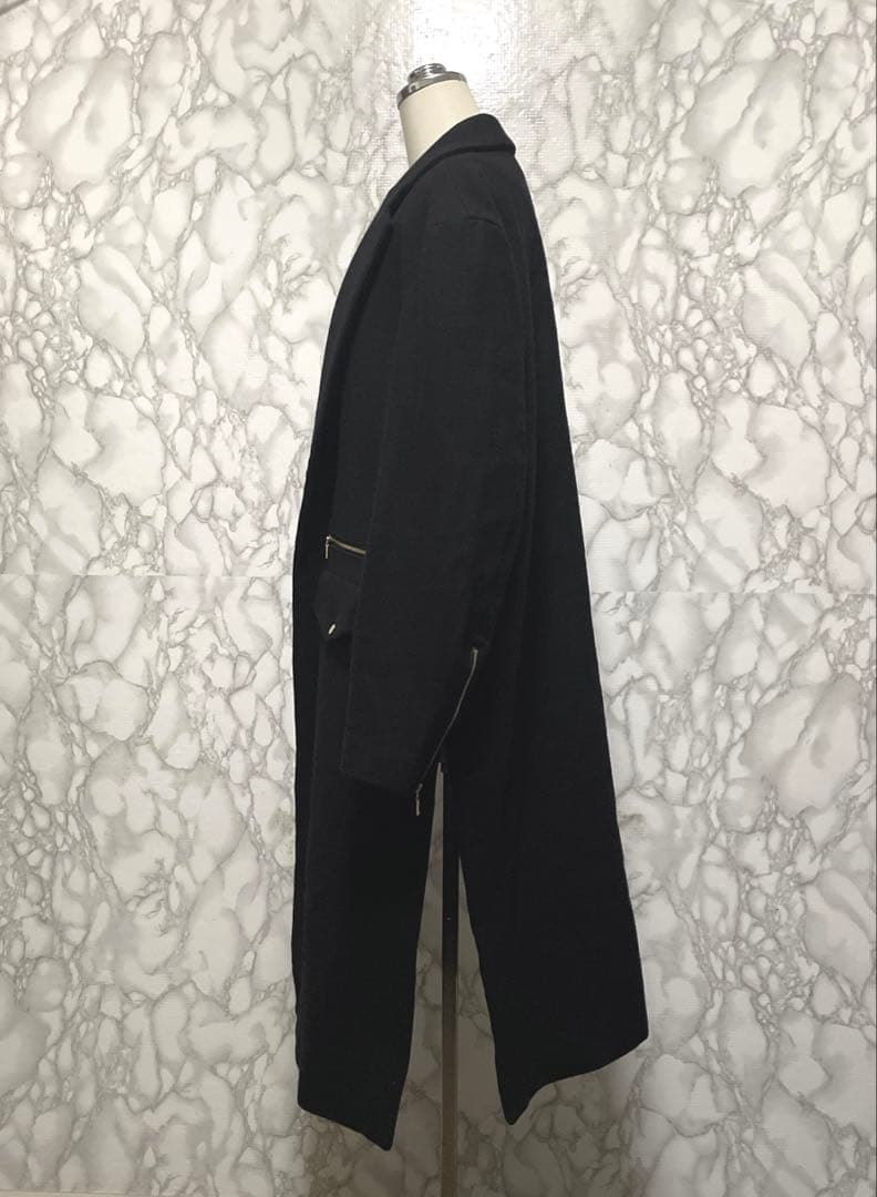 美品　CULLNI デザインチェスターコート　ロングコート　ジップ　日本製