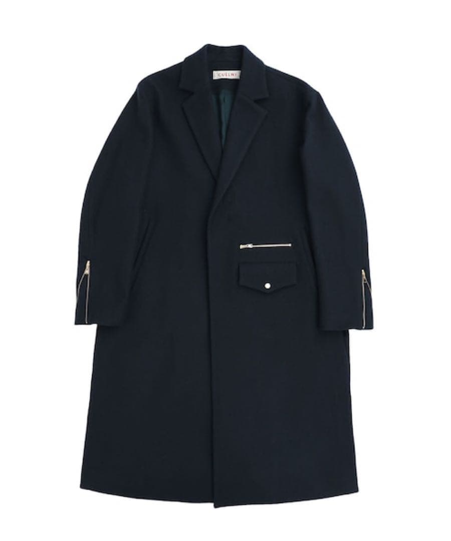 美品　CULLNI デザインチェスターコート　ロングコート　ジップ　日本製