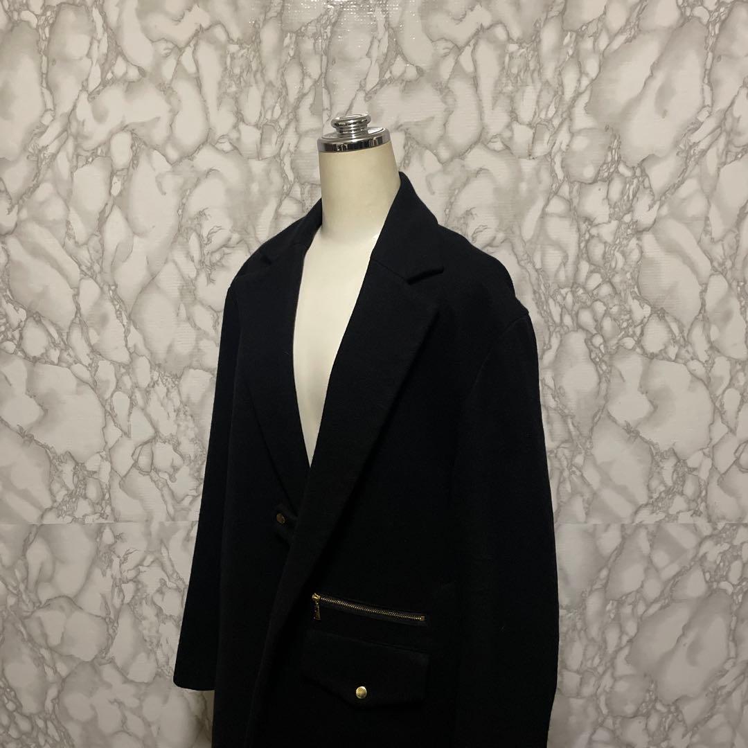 美品　CULLNI デザインチェスターコート　ロングコート　ジップ　日本製