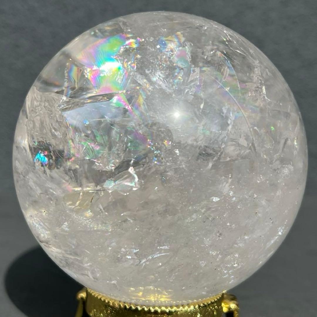 ✳️極品✨美煌なレインボーと透明度‼️ハイクオリティ✨レインボー 水晶 丸玉 天然石