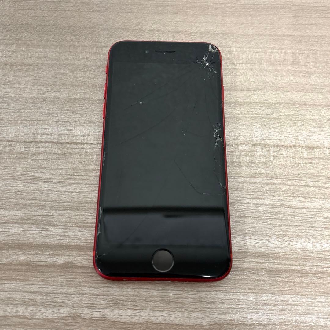 【ジャンク】iPhone SE(第2世代)レッド 画面ひび割れ SIMフリー
