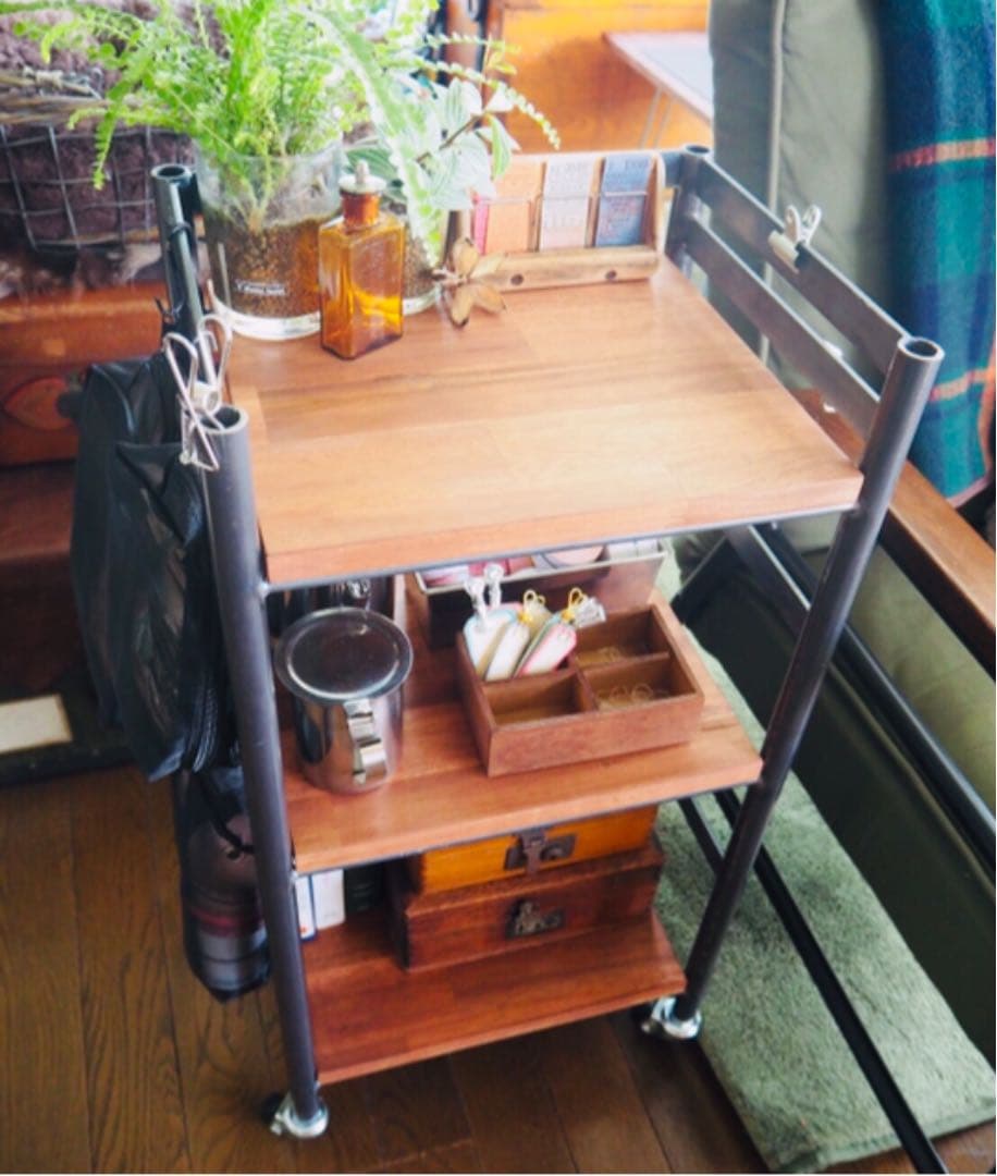 アイアン家具　キャスターラック　移動シェルフ   チェスト　男前　モダン