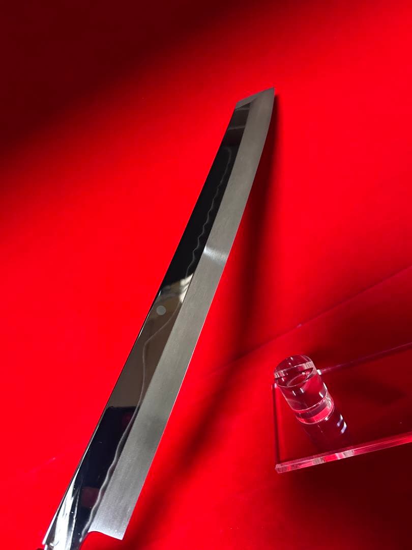 01511 包丁　剣型切付　尺一　水本焼　富士山満浮紋　白鋼　切味抜群　未使用品