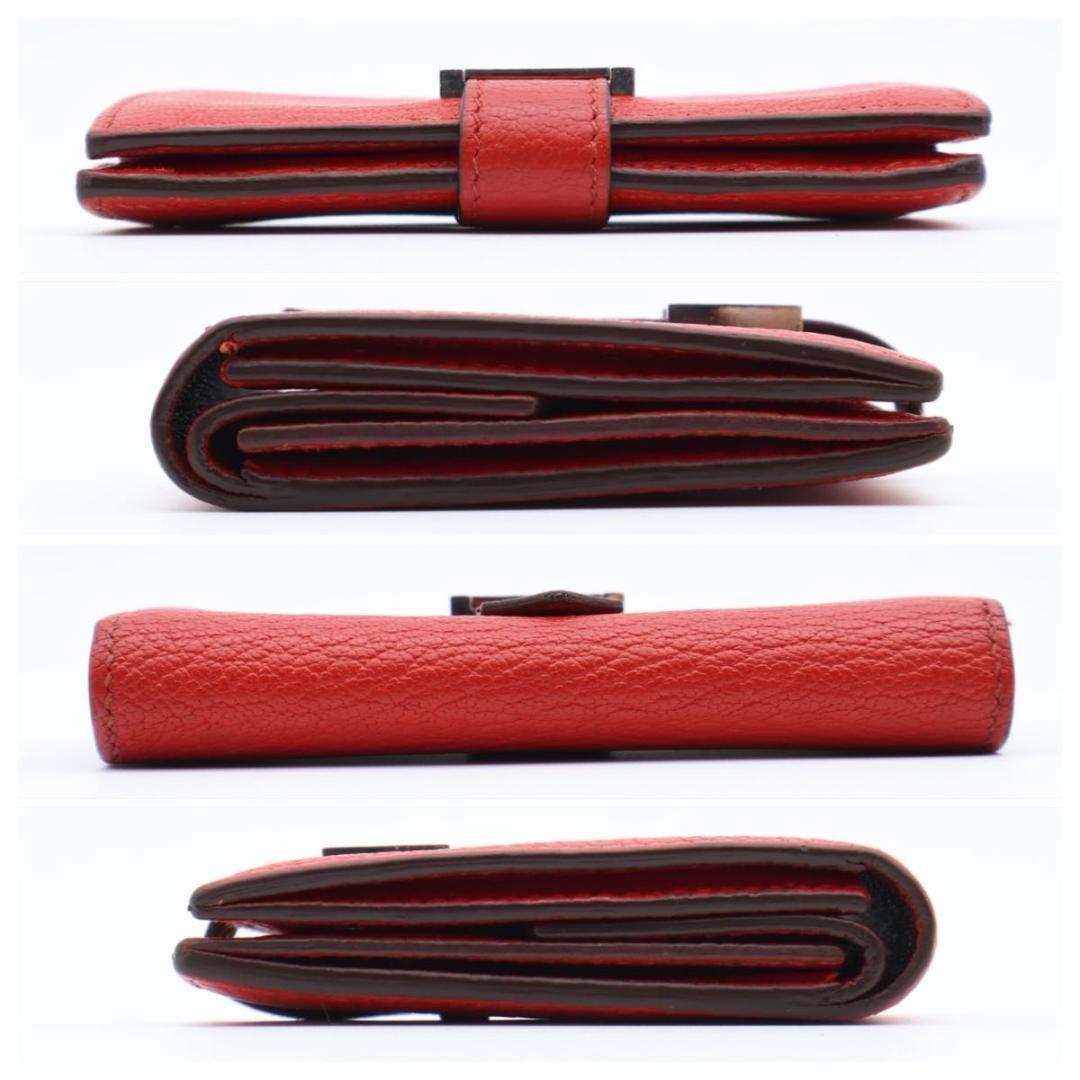 【極美品】HERMES ベアンミニ シェーブル　コンパクトウォレット　赤