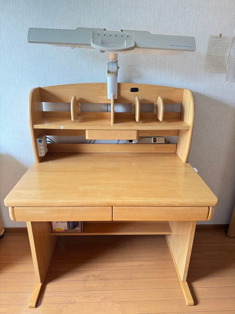 木製学習机 インバーター照明付き