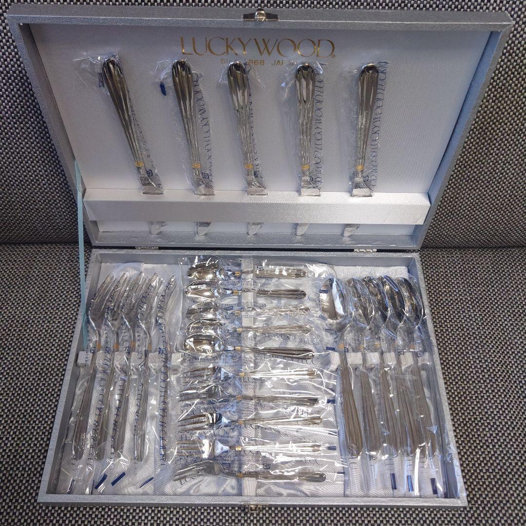 M⑩ラッキーウッド　サントラル金彩　カトラリーセット（25本:5種✕5本）