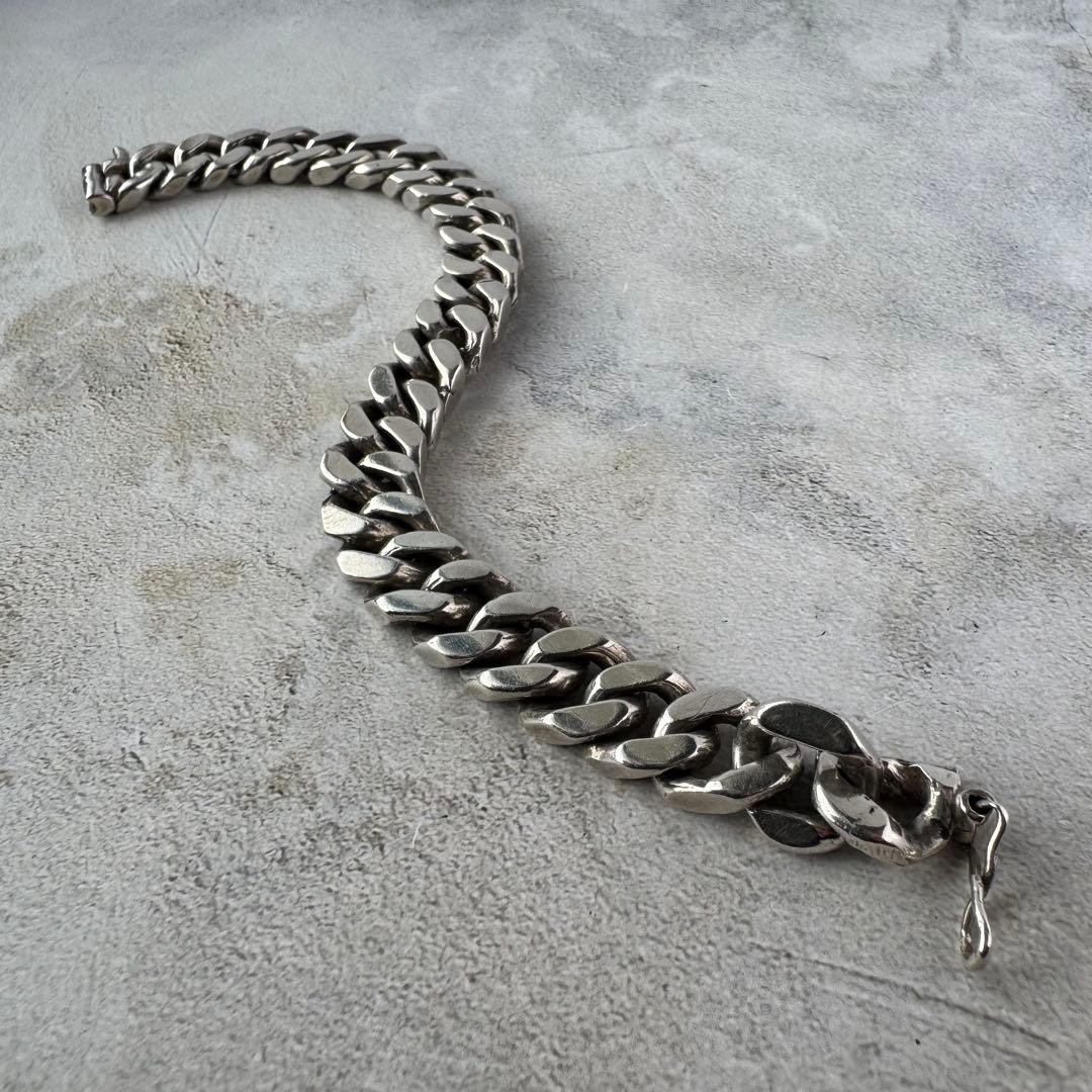ヴィンテージ ヘビーカーブリンクブレスレット シルバー925 メキシコ製