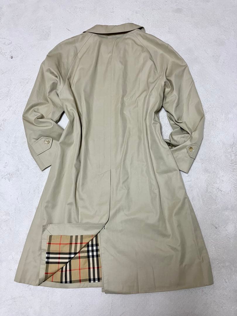 バーバリー　ステンカラーコート　ロング　裏ノバチェック総柄　大きめゆったり　XL