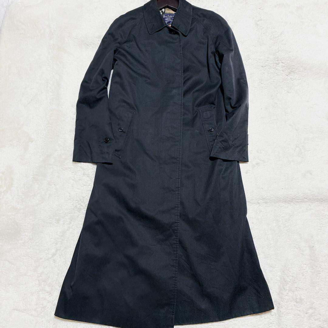 バーバリーズ　ヴィンテージ　ステンカラーコート　ノバチェック　ブラック