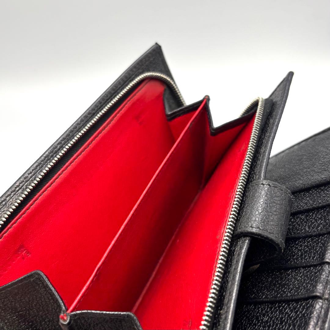 BVLGARI 長財布 ブルガリブルガリレザー ブラック×レッド 本革