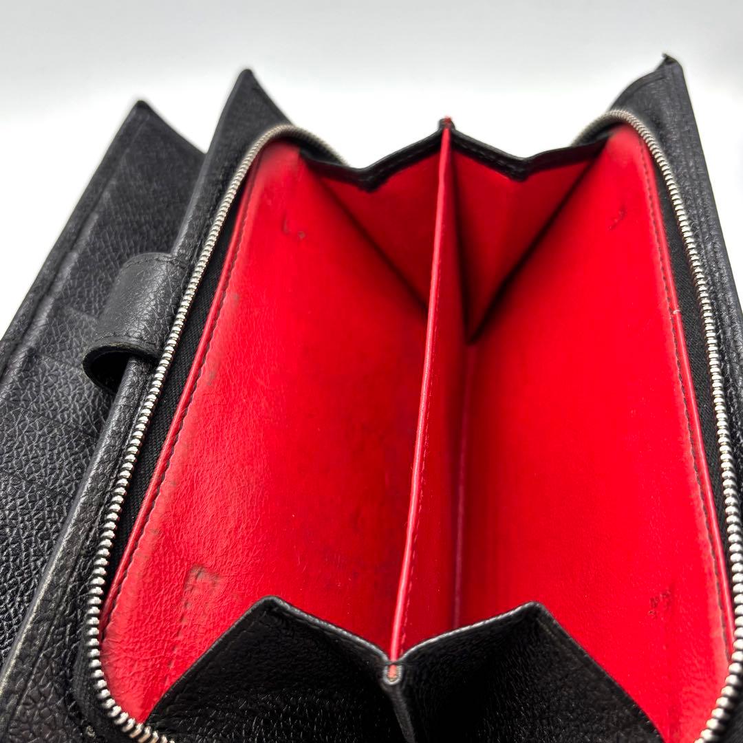 BVLGARI 長財布 ブルガリブルガリレザー ブラック×レッド 本革