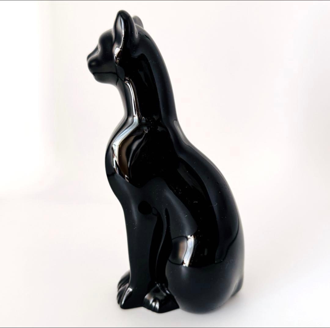 バカラ 大型 ブラッククリスタルガラス製 フィギュリン 16cm 漆黒の猫