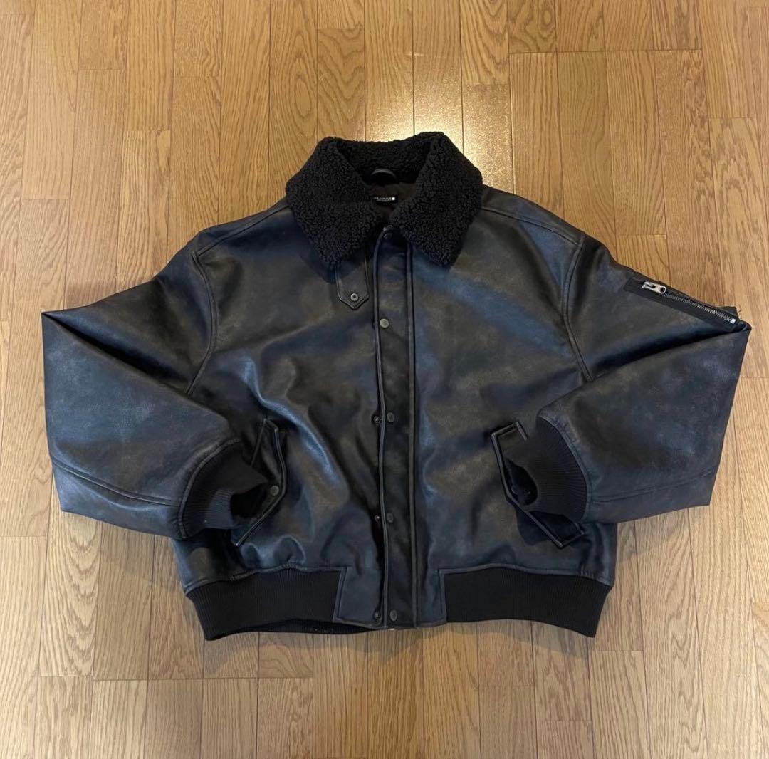 【最安値】ZARA フェイクレザー 取り外し可能な襟付きジャケット 完売品