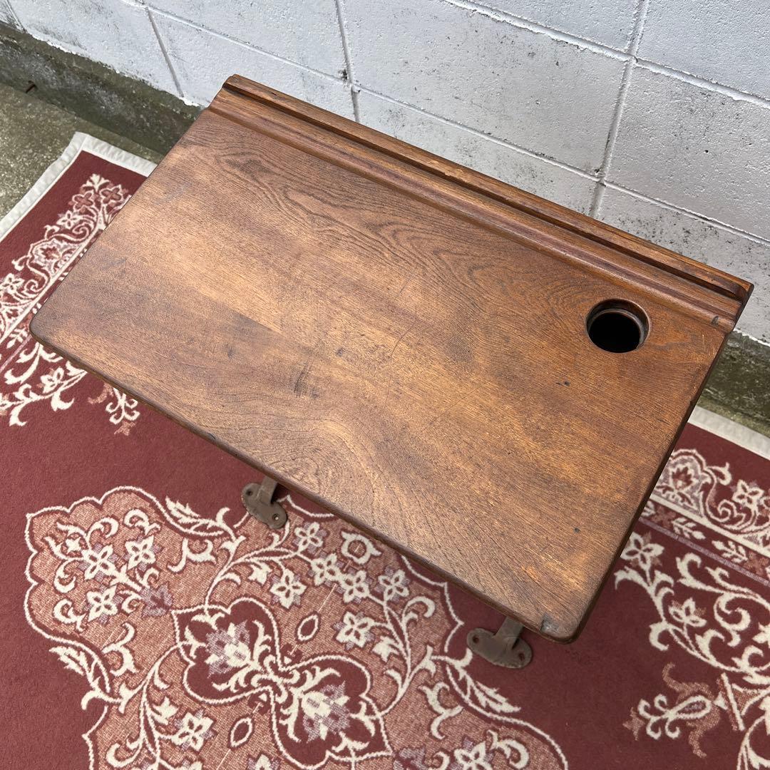 USA製 ビンテージ品◾️鉄脚アイアンレッグ×木製天板 スクールデスク 机
