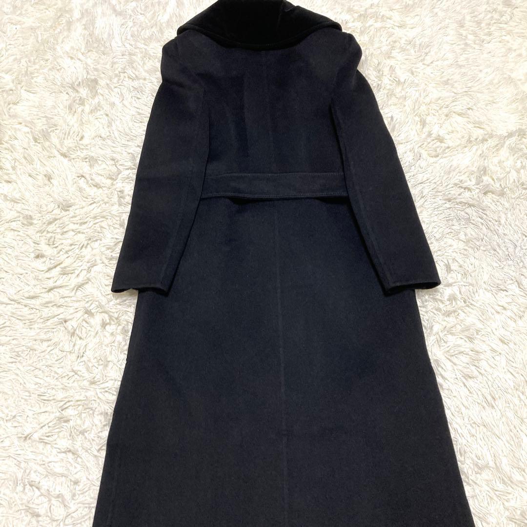 極美品✨VALENTINO カシゴラ　超ロングコート　ベルト　XL 襟ベロア　黒