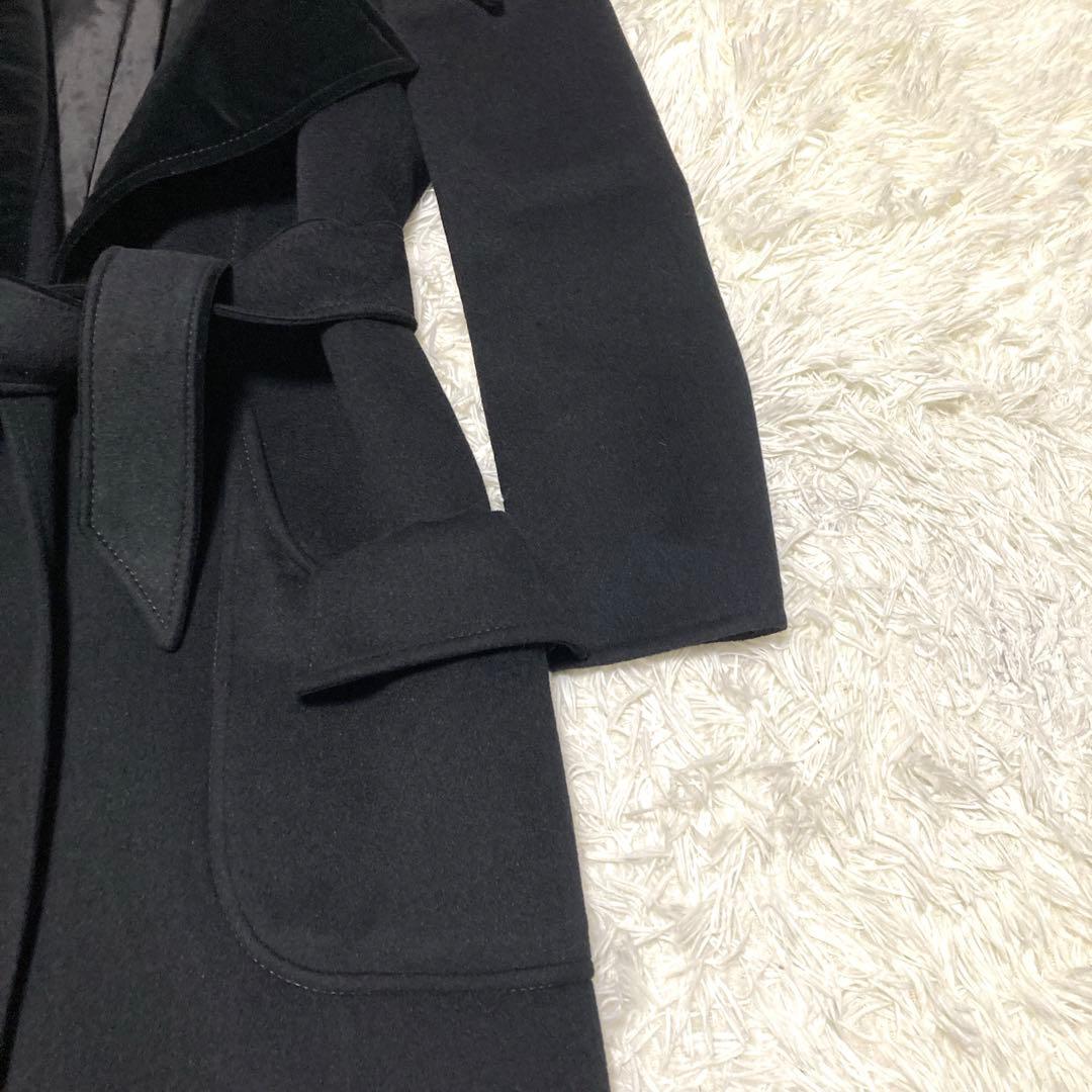極美品✨VALENTINO カシゴラ　超ロングコート　ベルト　XL 襟ベロア　黒