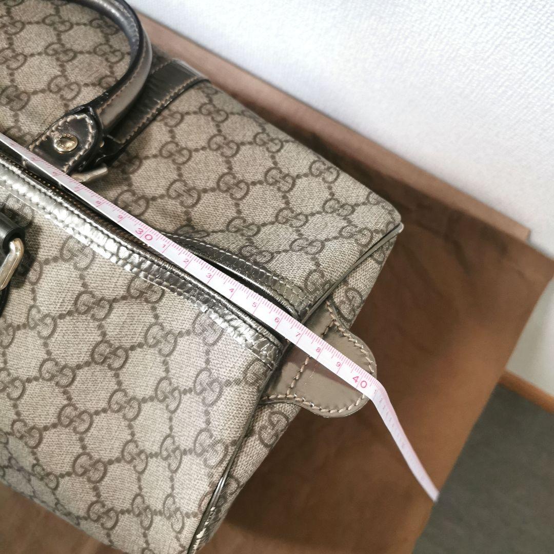 GUCCI　ボストンバックGG柄　シルバーメッキ調