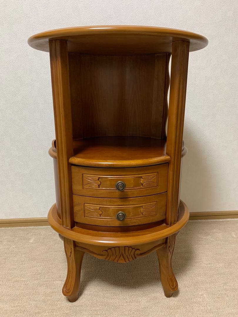 ウッドカラー 電話台 2段収納 引き出し付き